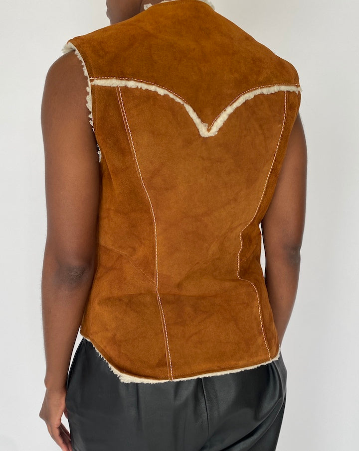 VINTAGE BROWN SUEDE LEATHER VEST 4306