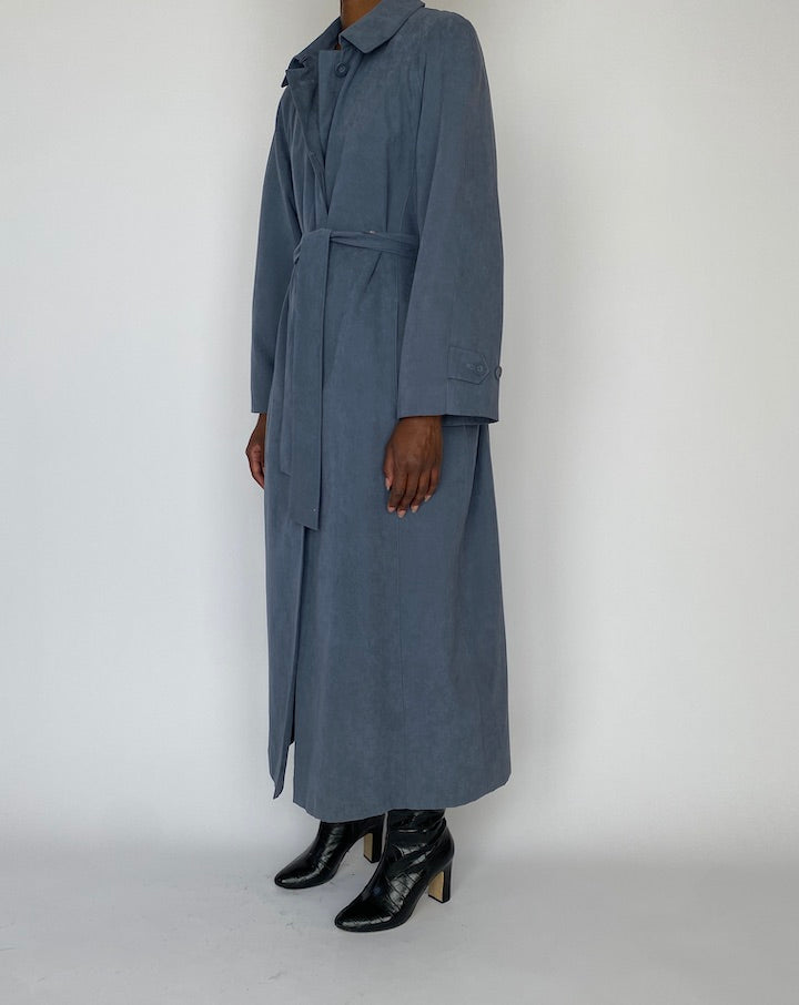 VINTAGE LONG BLUE TRENCH COAT 4481