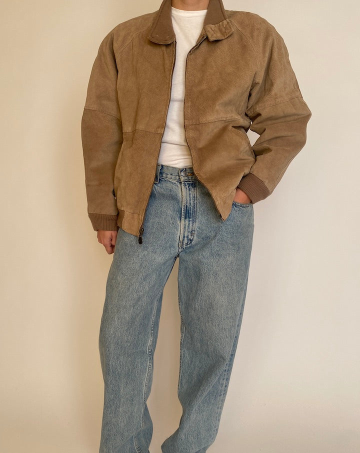 VINTAGE BEIGE SUEDE LEATHER JACKET 4613