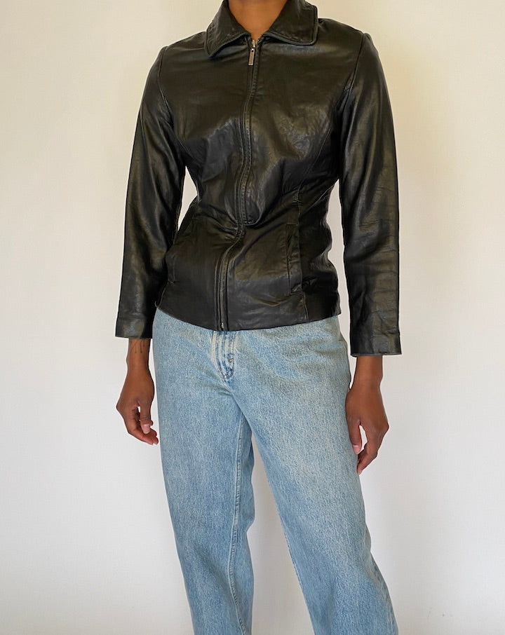 VINTAGE BLACK LEATHER JACKET 4504