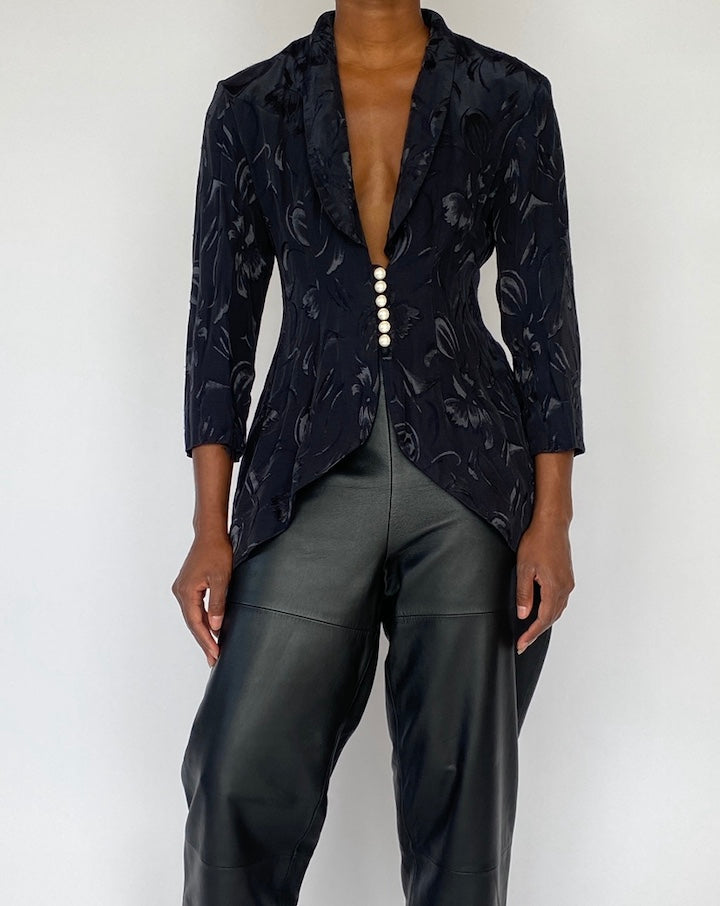 VINTAGE PATTERNED BLACK BLOUSE 5138