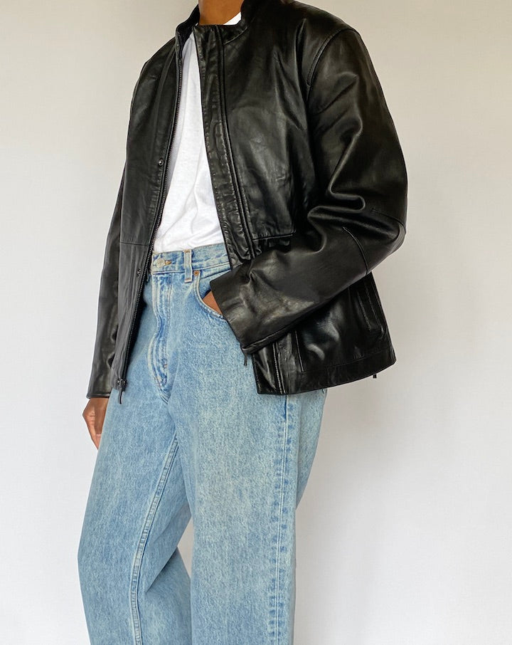 VINTAGE BLACK LEATHER JACKET 5052