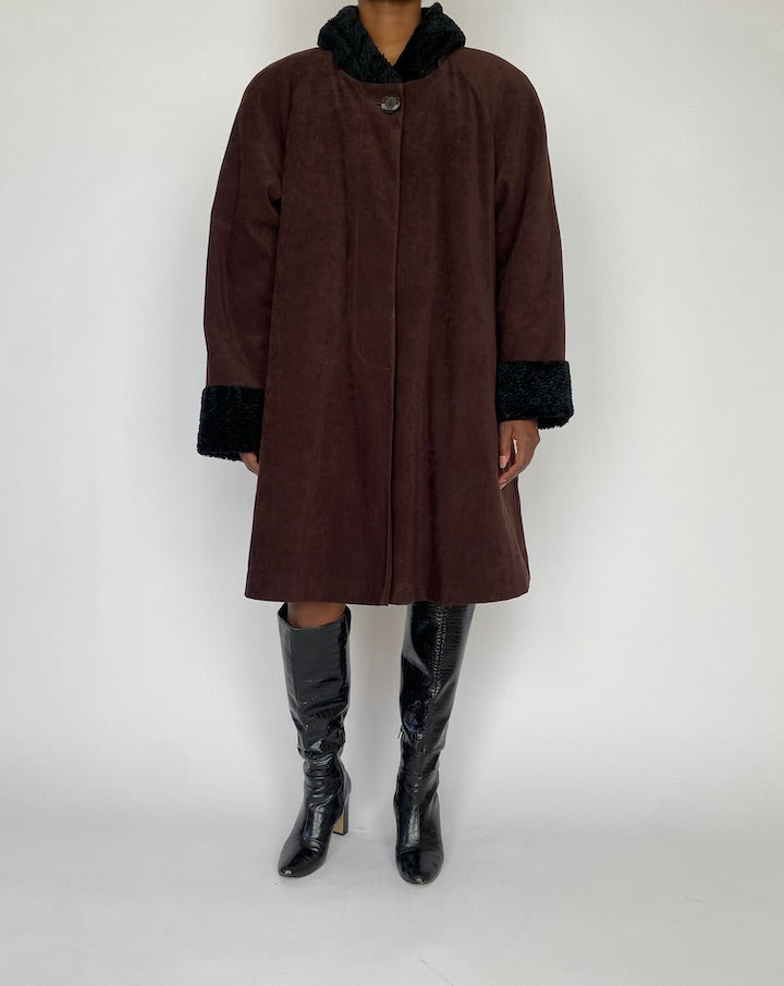 VINTAGE OVERSIZED BROWN COAT 4203