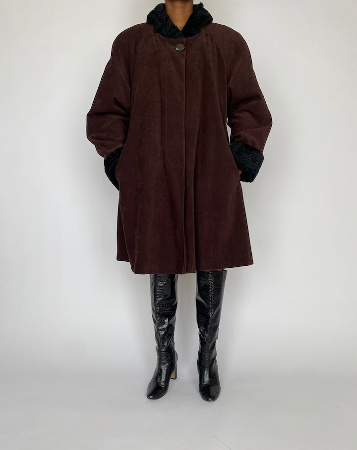 VINTAGE OVERSIZED BROWN COAT 4203