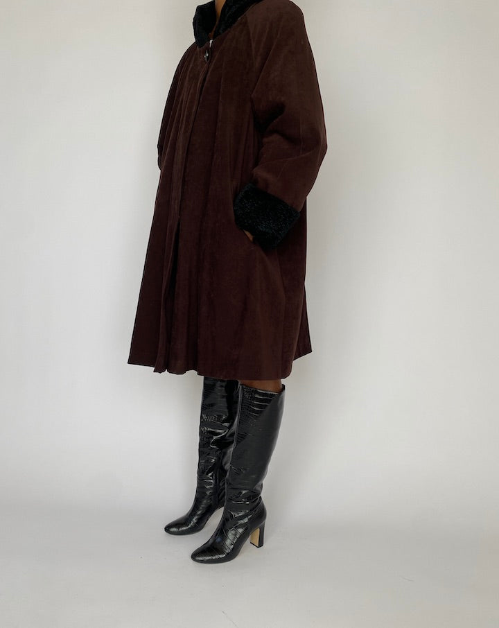VINTAGE OVERSIZED BROWN COAT 4203