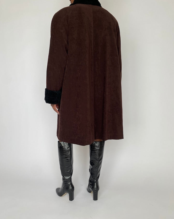 VINTAGE OVERSIZED BROWN COAT 4203