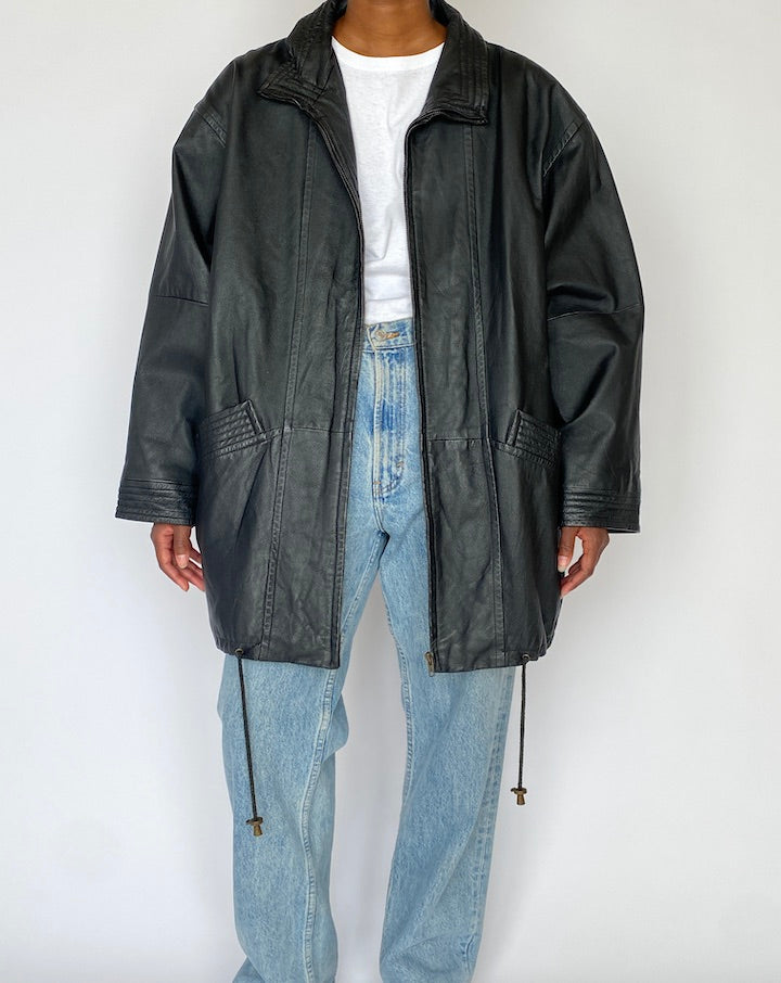 VINTAGE BLACK LEATHER JACKET 4832