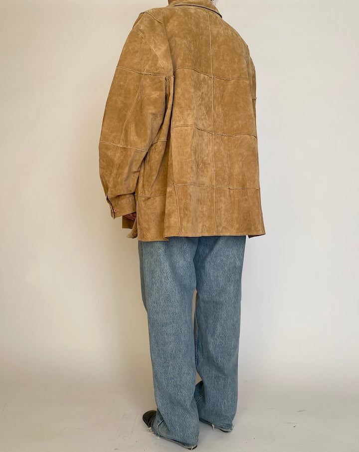 VINTAGE OVERSIZED BEIGE SUEDE LEATHER JACKET 4577