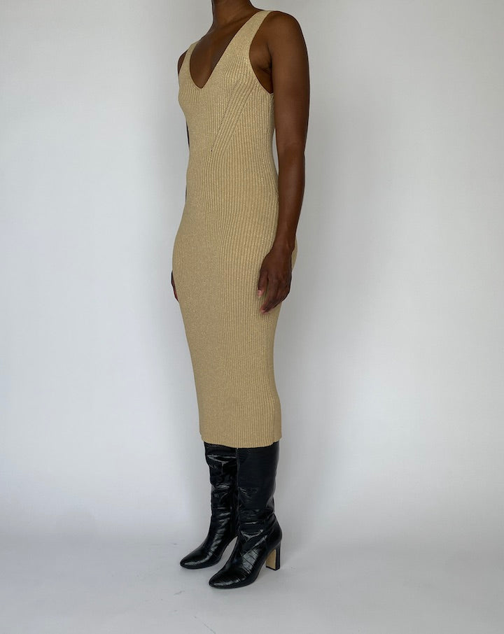 VINTAGE LONG MICHAEL KORS GOLD DRESS 4249