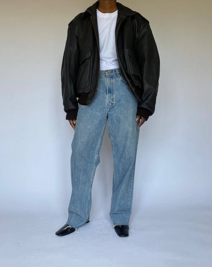 VINTAGE DARK BROWN LEATHER JACKET 4976