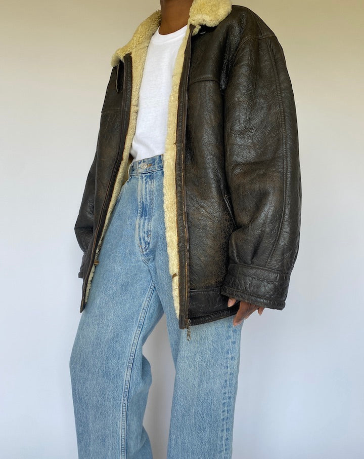 VINTAGE DARK BROWN LEATHER JACKET 4970