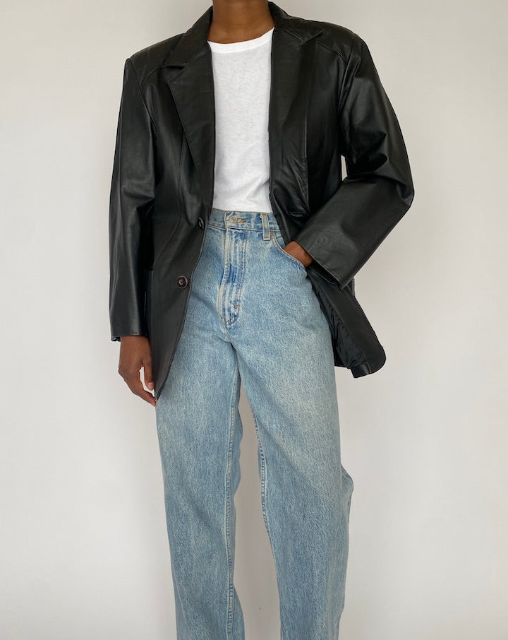 Vintage Black Leather Jacket 4895