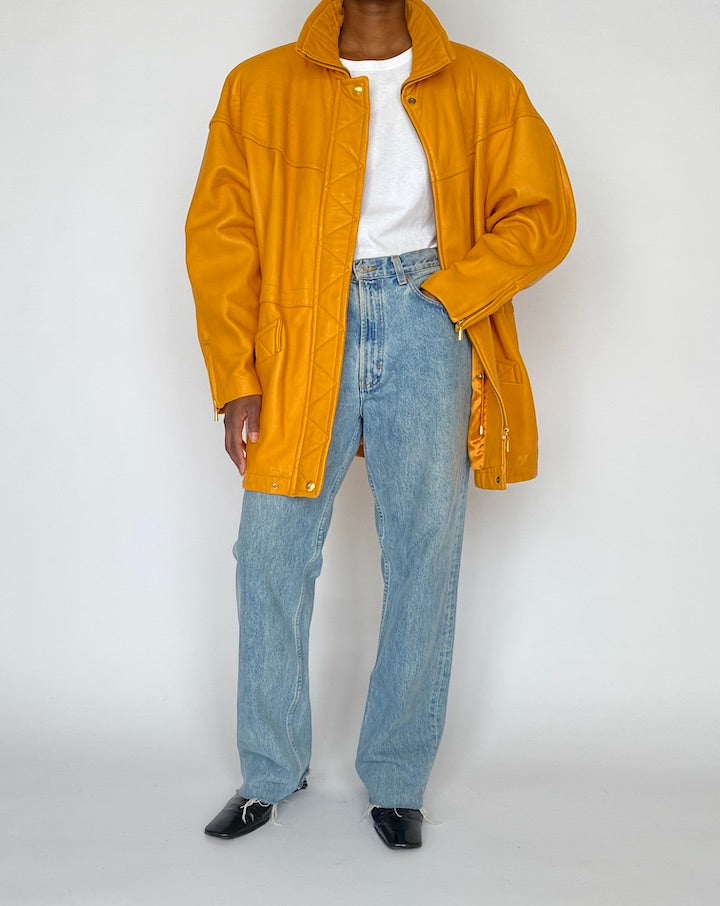 VINTAGE ORANGE LEATHER JACKET 4842