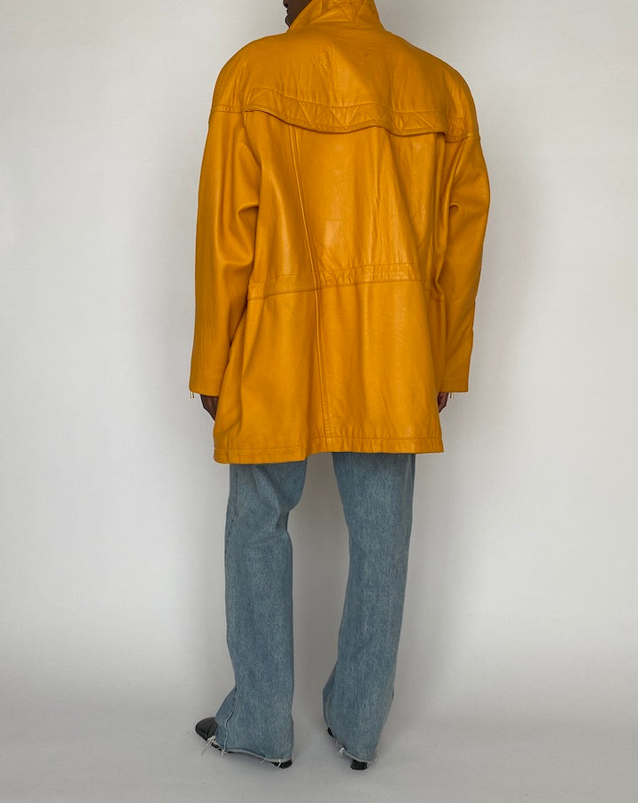 VINTAGE ORANGE LEATHER JACKET 4842