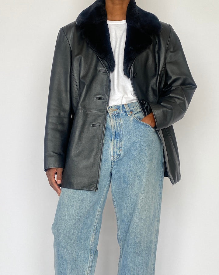 VINTAGE BLACK LEATHER JACKET 4758