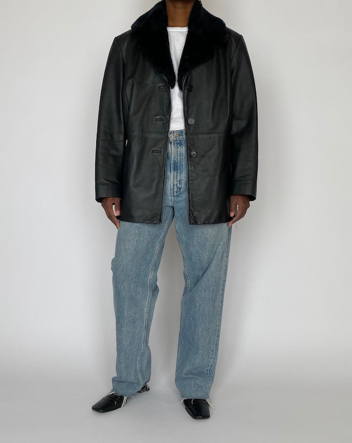 VINTAGE BLACK LEATHER JACKET 4758
