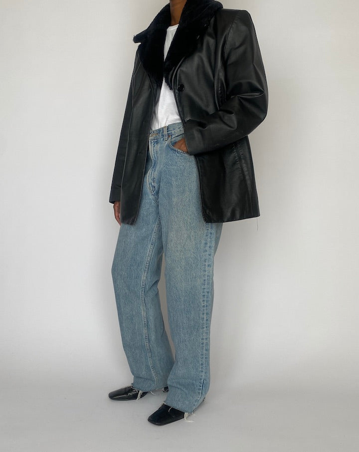 VINTAGE BLACK LEATHER JACKET 4758