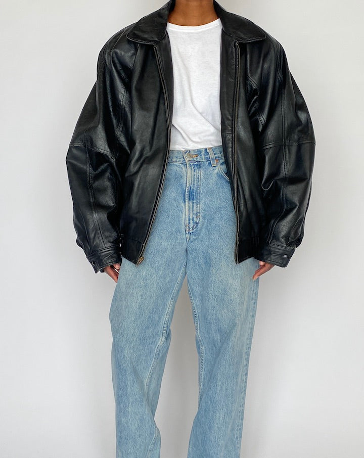 VINTAGE BLACK LEATHER JACKET 5145