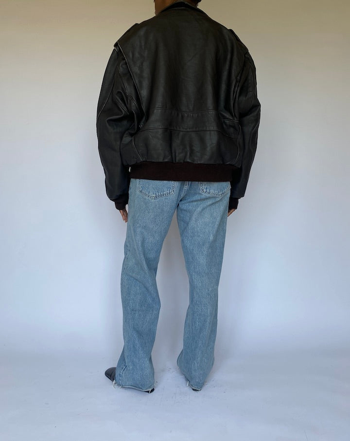 VINTAGE DARK BROWN LEATHER JACKET 4976