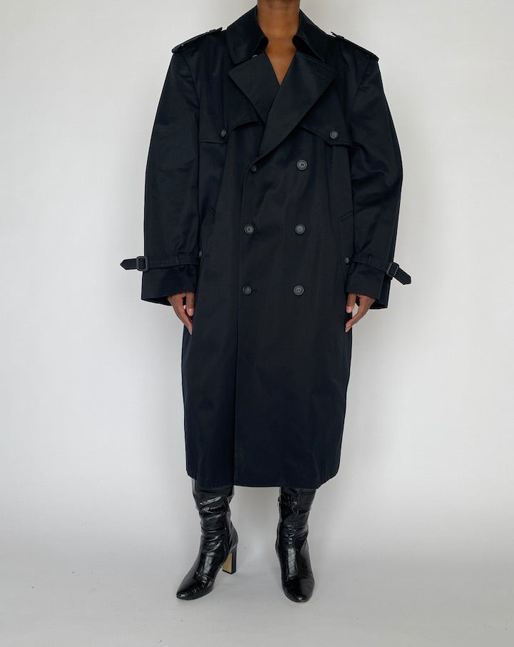 VINTAGE NAVY OVERSIZED TRENCH COAT 5153