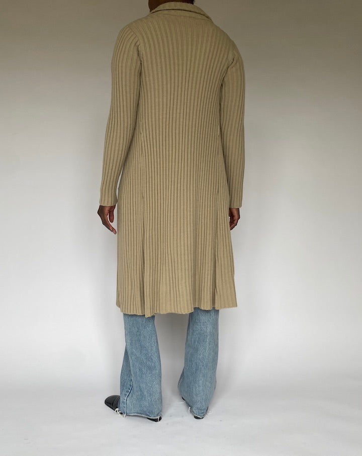 VINTAGE LONG BEIGE KNIT CARDIGAN 4902