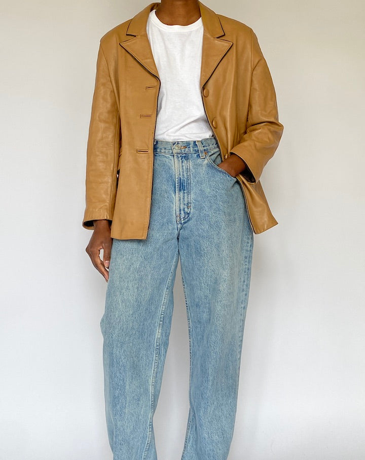 VINTAGE BEIGE LEATHER JACKET 5084