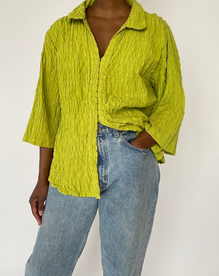 VINTAGE LIME GREEN TEXTURED TOP 4560
