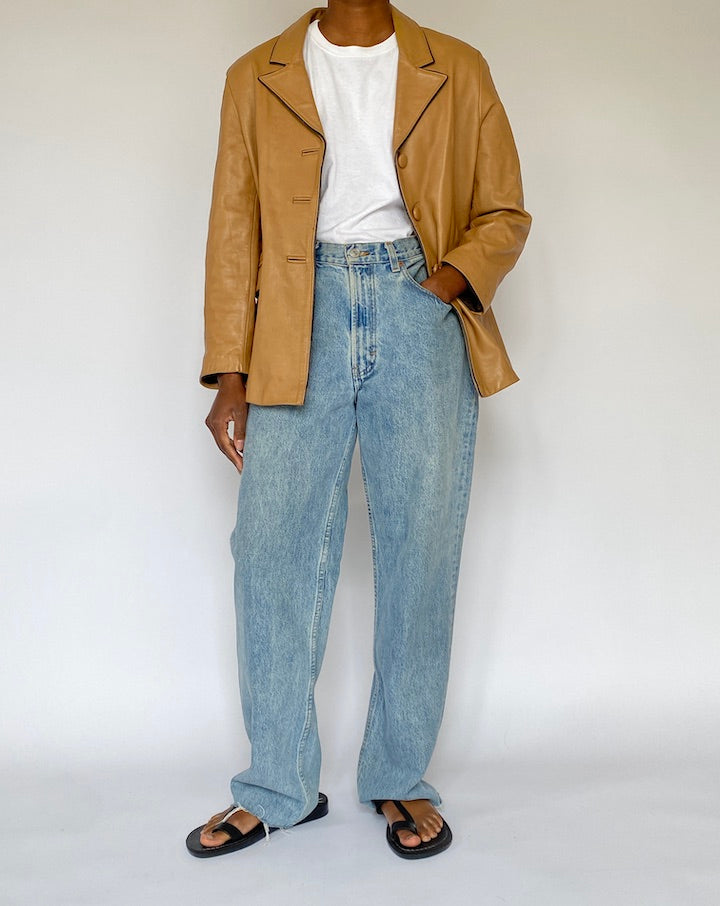 VINTAGE BEIGE LEATHER JACKET 5084