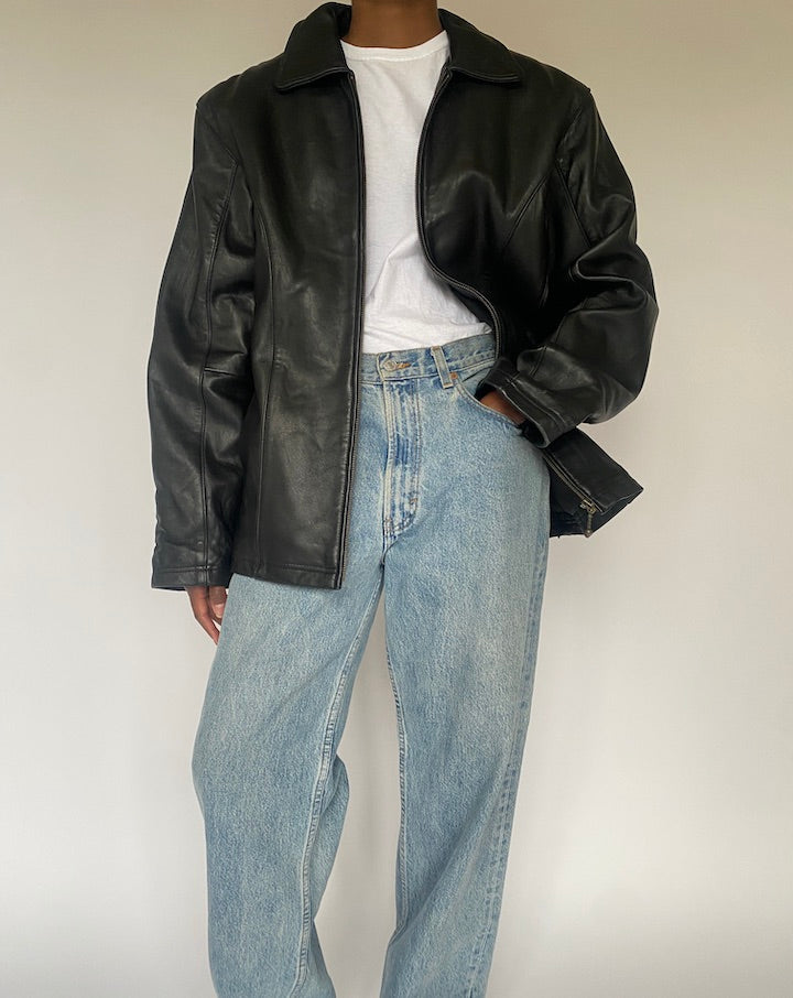 VINTAGE BLACK LEATHER JACKET 4878