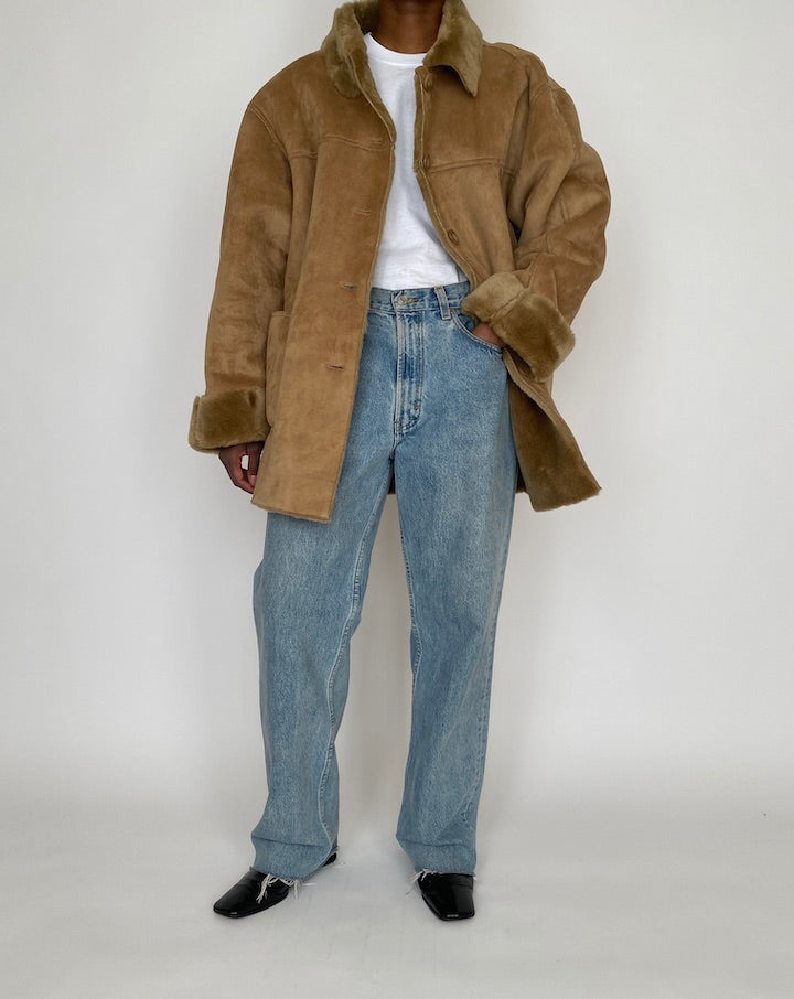 VINTAGE BEIGE FAUX FUR JACKET 4660