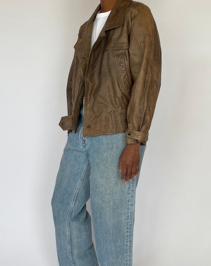 Vintage Brown Leather Jacket 5177