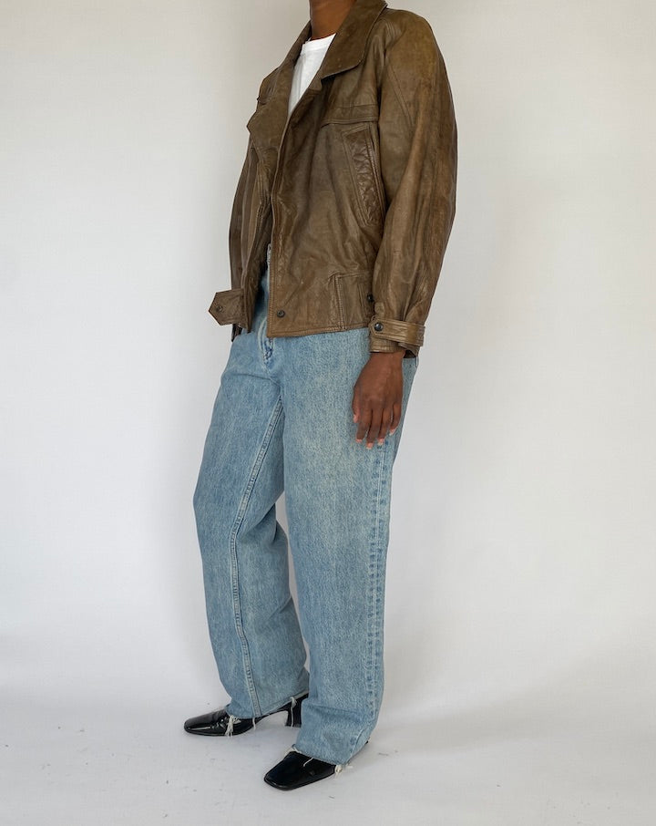 Vintage Brown Leather Jacket 5177