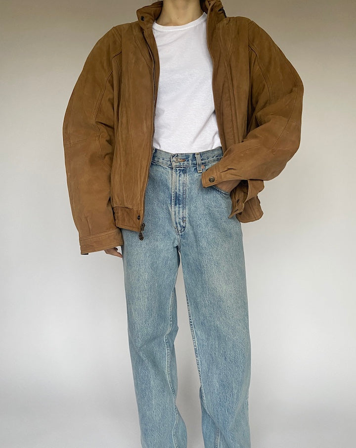 VINTAGE OVERSIZED BROWN BOMBER-LIKE LEATHER JACKET 4760