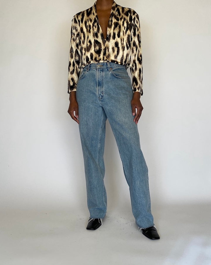 VINTAGE ANIMAL PRINTED LONG-SLEEVE TOP 4473