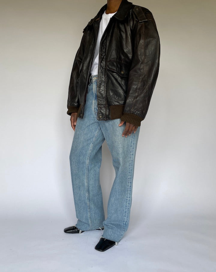 VINTAGE DARK BROWN LEATHER JACKET 4955