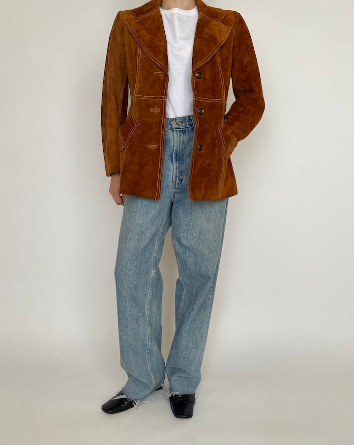 VINTAGE BROWN SUEDE LEATHER JACKET 4528