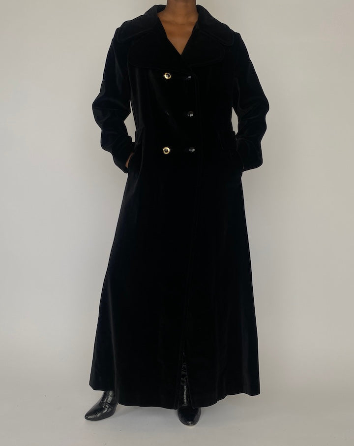 VINTAGE OVERSIZED LONG VELVET COAT 5150