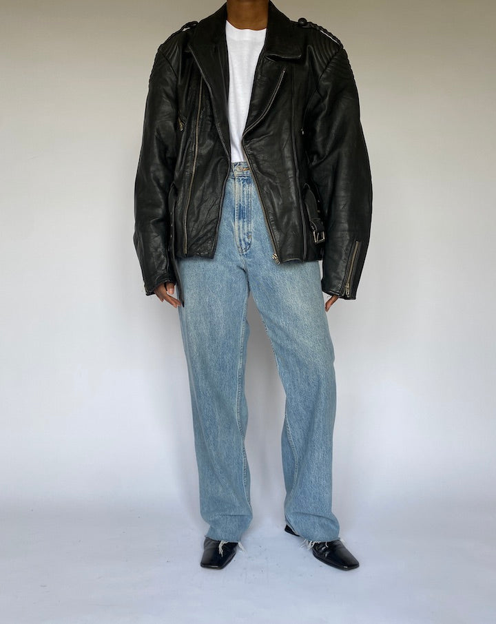 VINTAGE BLACK LEATHER JACKET 4941