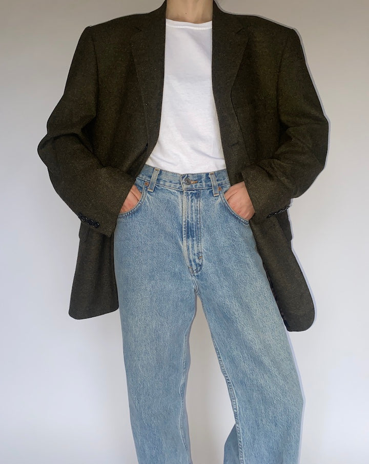VINTAGE OVERSIZED GREEN WOOL BLAZER 4748