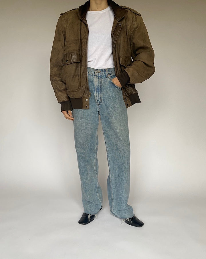 BROWN BOMBER-LIKE LEATHER JACKET 4781