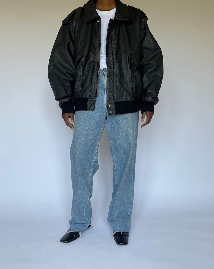 VINTAGE BLACK LEATHER JACKET 4975