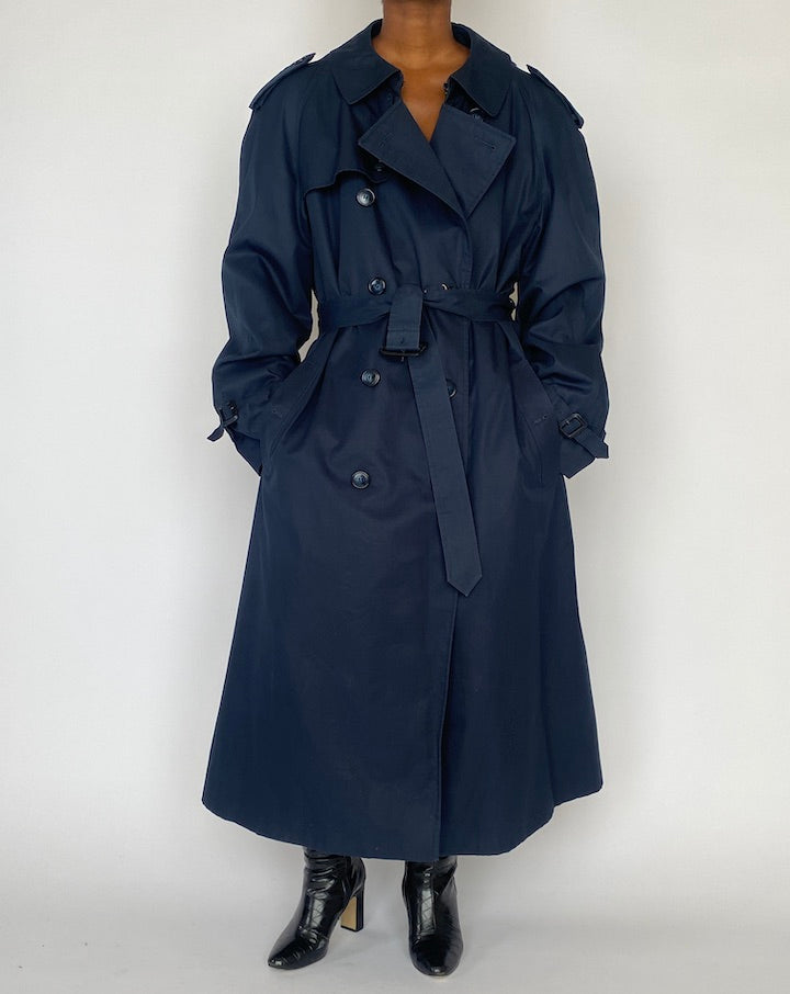 Vintage Oversized Navy Trench Coat 5154
