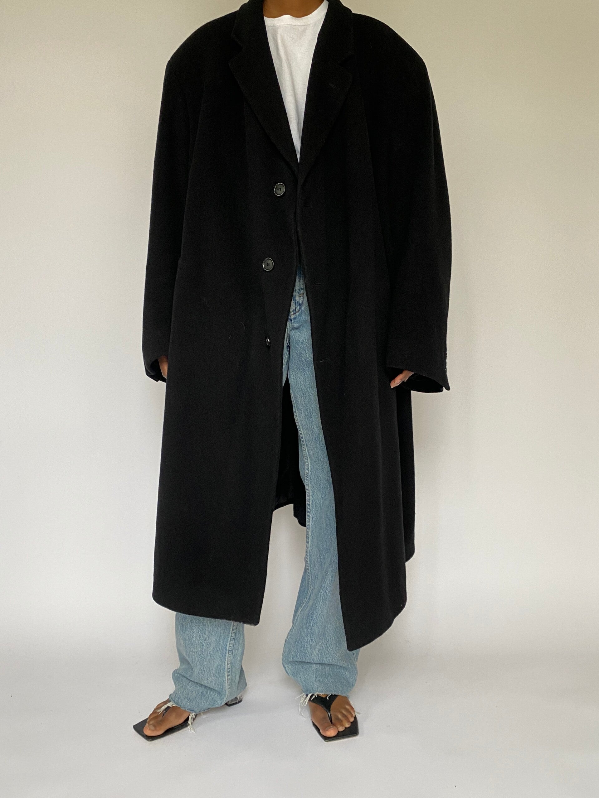 VINTAGE LONG OVERSIZED BLACK COAT 5026