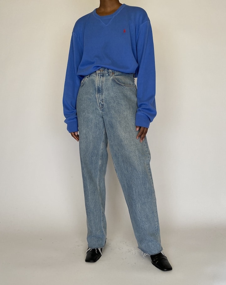 VINTAGE BLUE RALPH LAUREN V-NECK SWEATER 4507