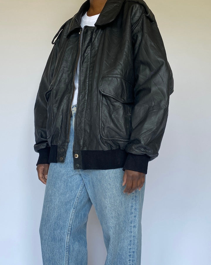 VINTAGE BLACK LEATHER JACKET 4975