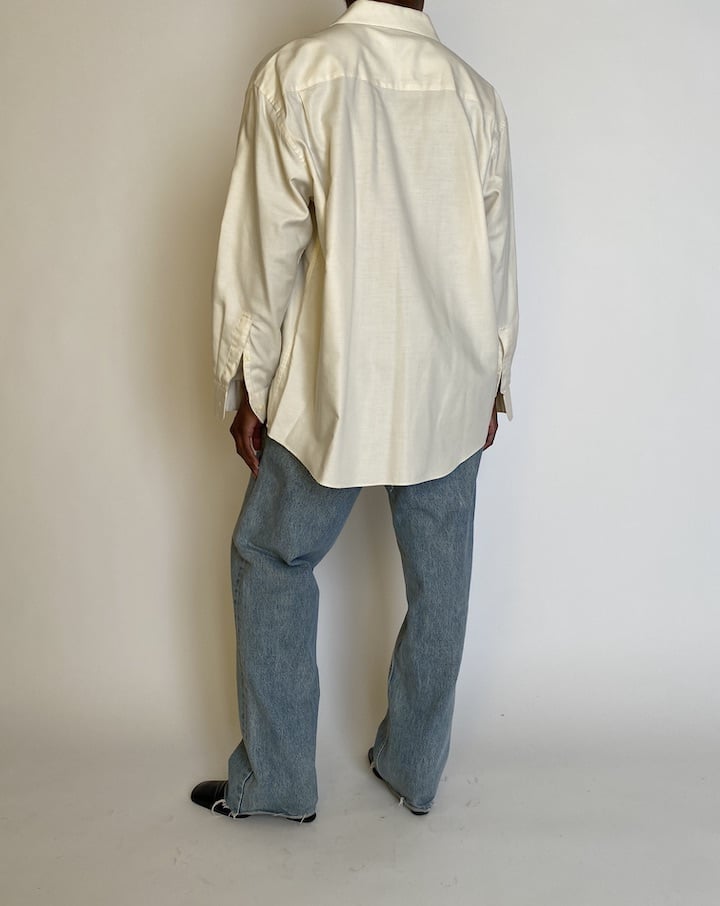 VINTAGE OVERSIZED CREAM BUTTON-DOWN SHIRT 4450