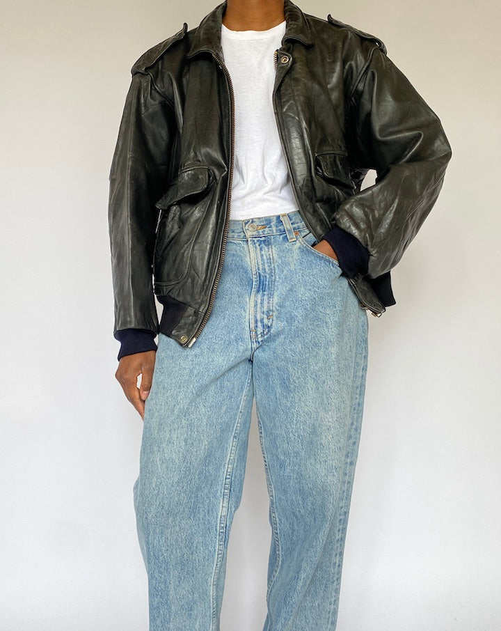 VINTAGE BLACK LEATHER JACKET 5068