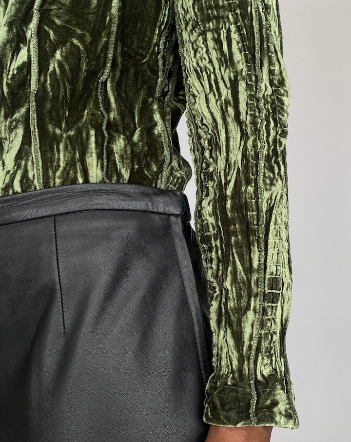 VINTAGE GREEN VELVET BLOUSE 4719
