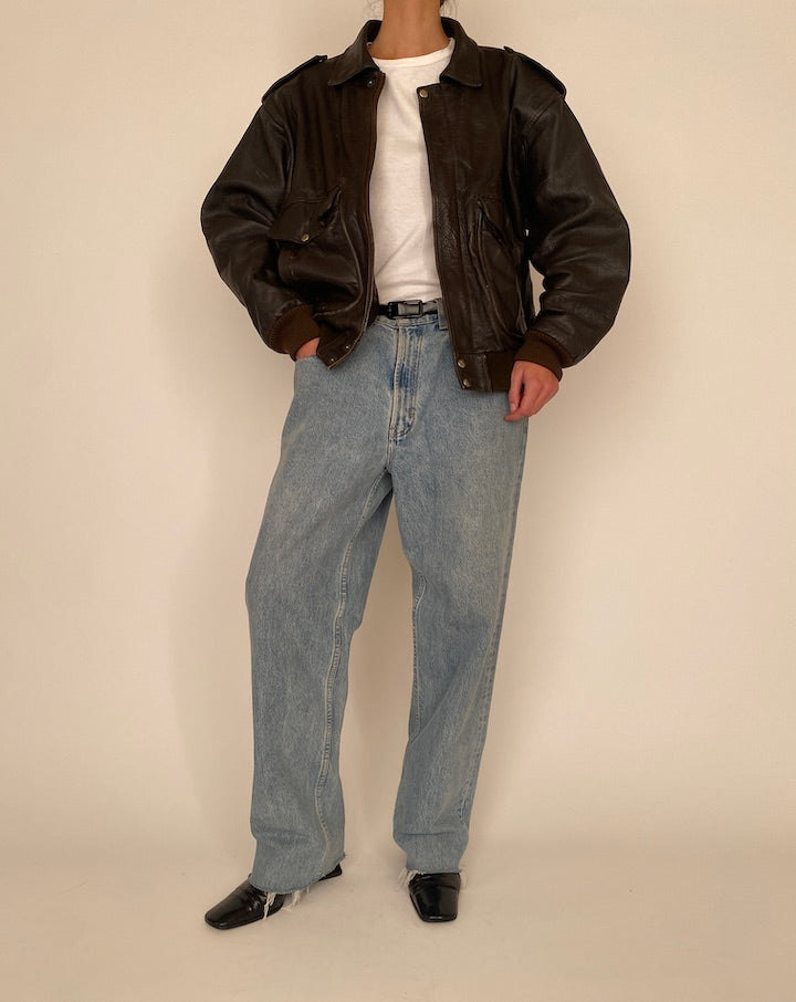 Vintage Brown Leather Jacket 5268