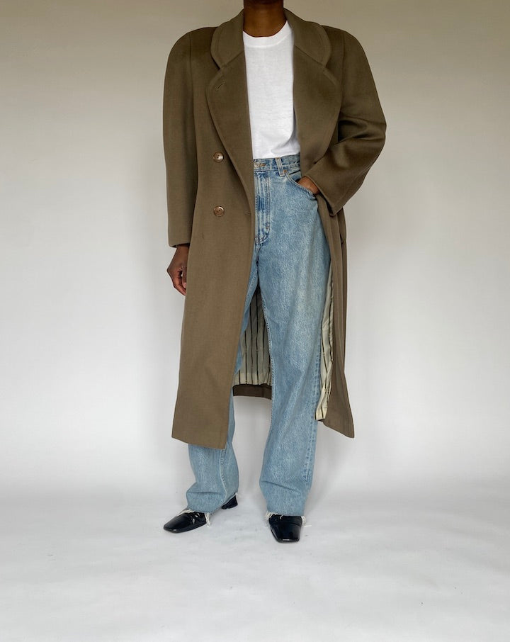VINTAGE LONG BEIGE WOOL COAT 4901